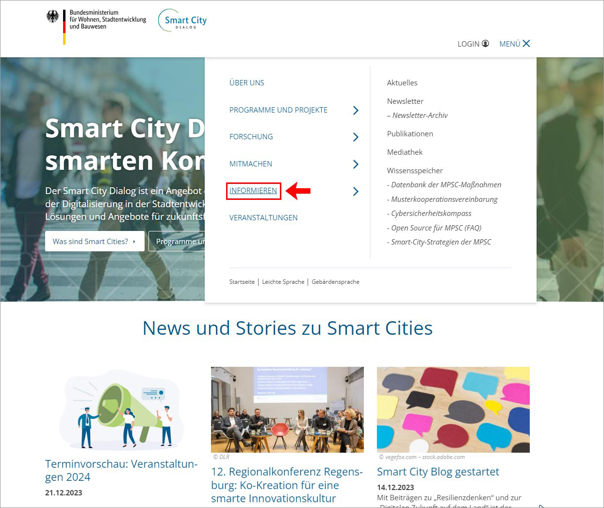 Screenshot Smart Cities-Website